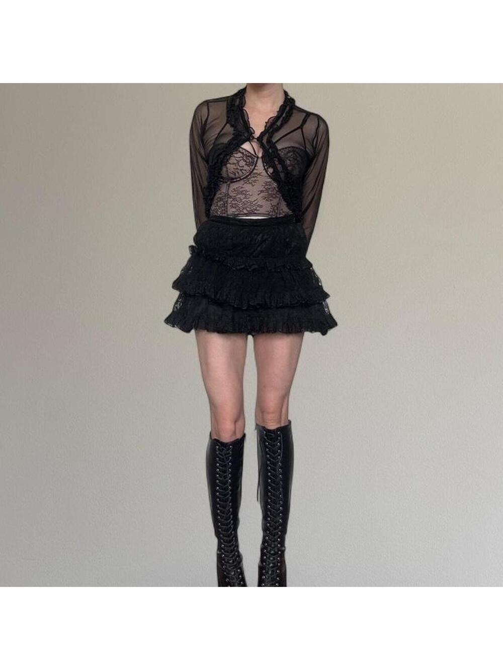 Tiered lace mini skirt from Blood Supply. Best fits size XS.